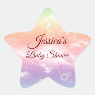 Burgundy Twinkle Twinkle Little Star Baby Shower Sticker