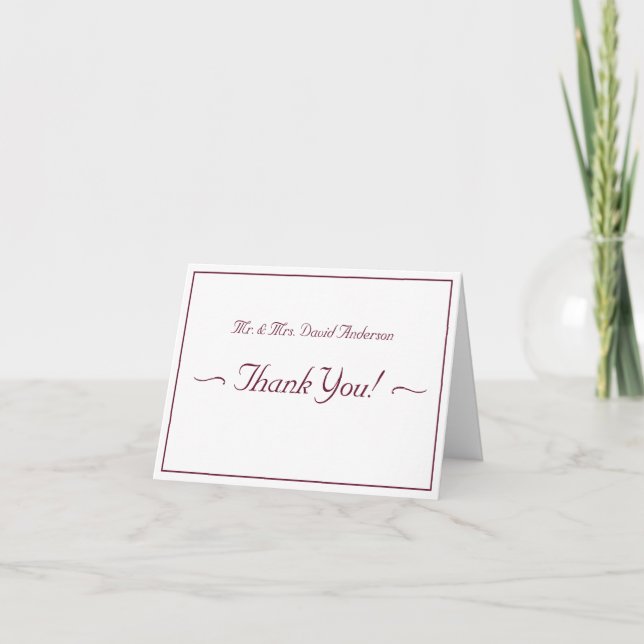 Burgundy Two Hearts Catholic Folded Thank You Card (Front)
