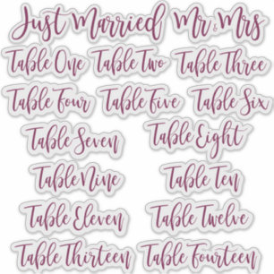 Burgundy Typography Just Married, Mr & Mrs & Table