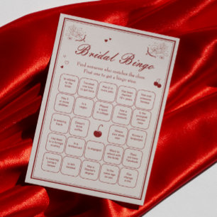 Burgundy Valentine Bridal Shower Bingo Game Card