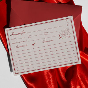 Burgundy Valentine Bridal Shower Recipe Card