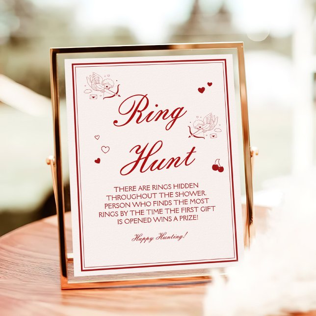 Burgundy Valentine Bridal Shower Ring Game  Poster (Creator Uploaded)