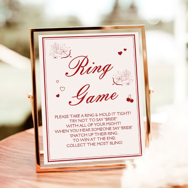 Burgundy Valentine Bridal Shower Ring Game  Poster (Creator Uploaded)