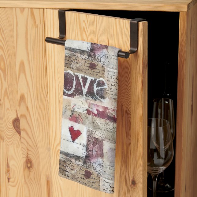 Burgundy Valentines Series Design 12 Kitchen Towel (Thirds Fold)