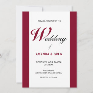 Burgundy Vertical Stripes Wedding Invitations