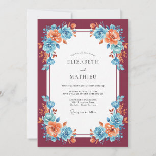 Burgundy Vibrant Autumnal Wedding Invitation