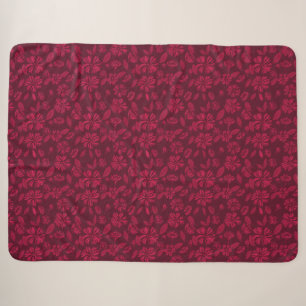 Burgundy Vintage Floral Sherpa Blanket
