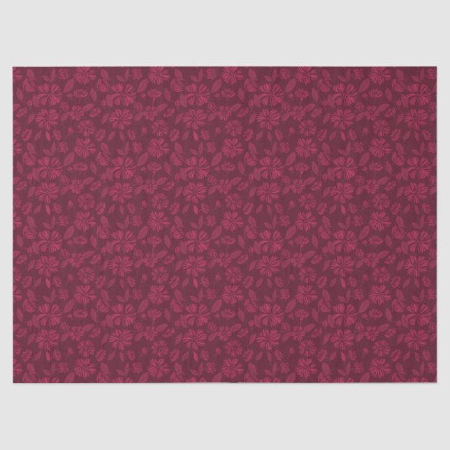 Burgundy Vintage Floral Tissue Paper (Front)