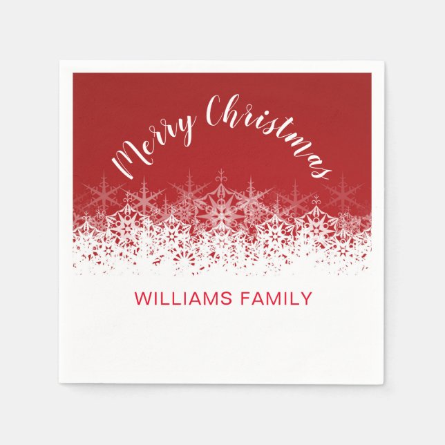 Burgundy vintage snowflake merry christmas napkin (Front)