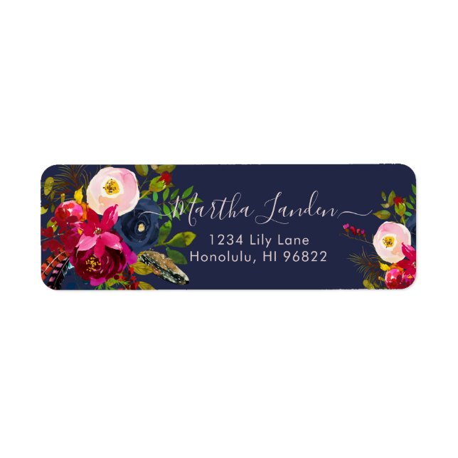 Burgundy Watercolor, Boho Flowers (Front)