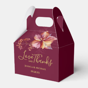 Burgundy Watercolor Fall Elegant Love And Thanks Favor Box