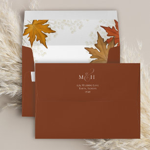Burgundy Watercolor Fall Leaves Custom Envelope