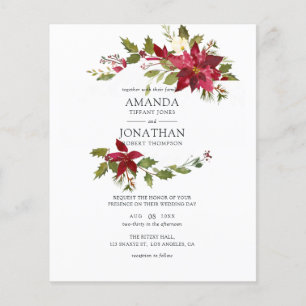 Burgundy Watercolor Floral Christmas Wedding Flyer