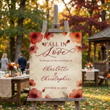 Burgundy Watercolor Floral Fall In Love Wedding