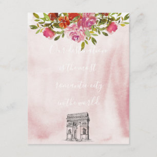 Burgundy Watercolor Floral French Arc Wedding Enclosure Card