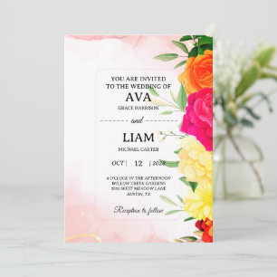 Burgundy Watercolor Floral Wedding Invitation