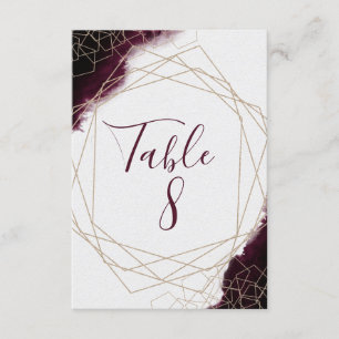 Burgundy Watercolor Framed Wedding Table Numbers