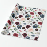 Burgundy Watercolor Red Navy Floral Boho Wedding Wrapping Paper<br><div class="desc">Watercolor Burgundy Red Navy Floral Rustic Boho Wedding Wrapping paper. Perfect for a fall wedding. The design features a stunning bouquet of burgundy / Marsala , peach , navy flowers with matching leaves. Please find more matching designs and variations in my "blissweddingpaperie" store. And feel free to contact me for...</div>