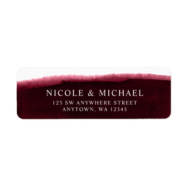 Burgundy Watercolor Return Address (Front)