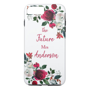Burgundy Watercolor Rose Floral the Future Mrs Case-Mate iPhone Case