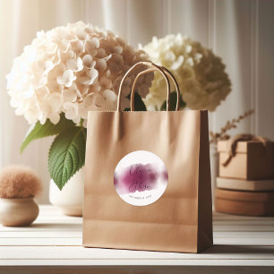 Burgundy Watercolor Wedding - Elegant Names Classic Round Sticker