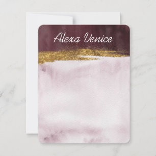 Burgundy Watercolor with Gold Card
