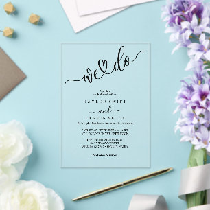Burgundy "We Do" Acrylic Wedding Invitation