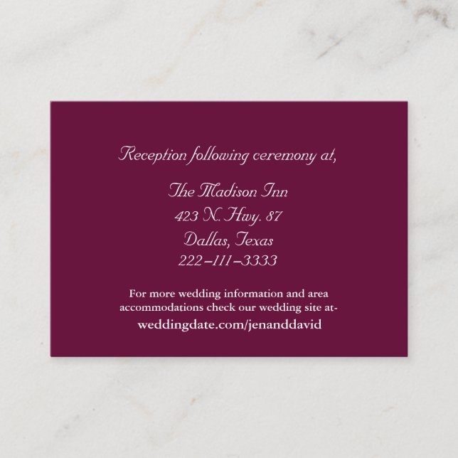 Burgundy Wedding enclosure cards (Front)