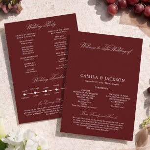  Burgundy Wedding Flat Program