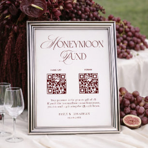 Burgundy Wedding Honeymoon Fund  Poster