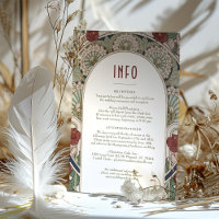 Burgundy Wedding Insert INFO Vintage Art Nouveau