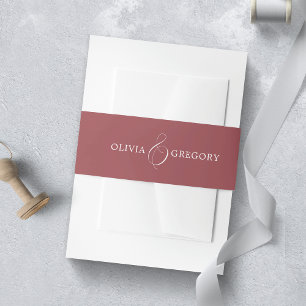 Burgundy wedding invitation belly band