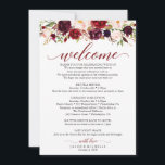 Burgundy Wedding Itinerary - Welcome Invitation<br><div class="desc">Help your guests with this lovely wedding itinerary! Easily let them know all the details of the day's agenda,  shuttle times,  local restaurants and important venues!

Visit our website for more designs and inspiration: www.creativeuniondesign.com</div>
