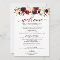 Burgundy Wedding Itinerary - Welcome Invitation