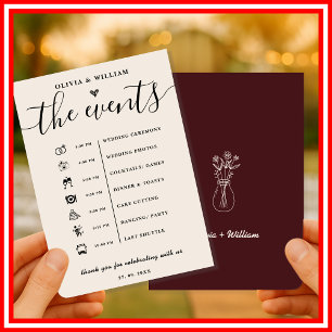 Burgundy Wedding Order of Events Program