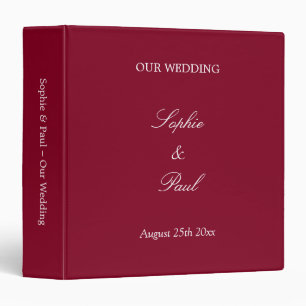 Burgundy Wedding Personalized 3 Ring Binder