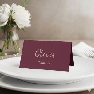 Burgundy Wedding  Personalized Table Name Place Card