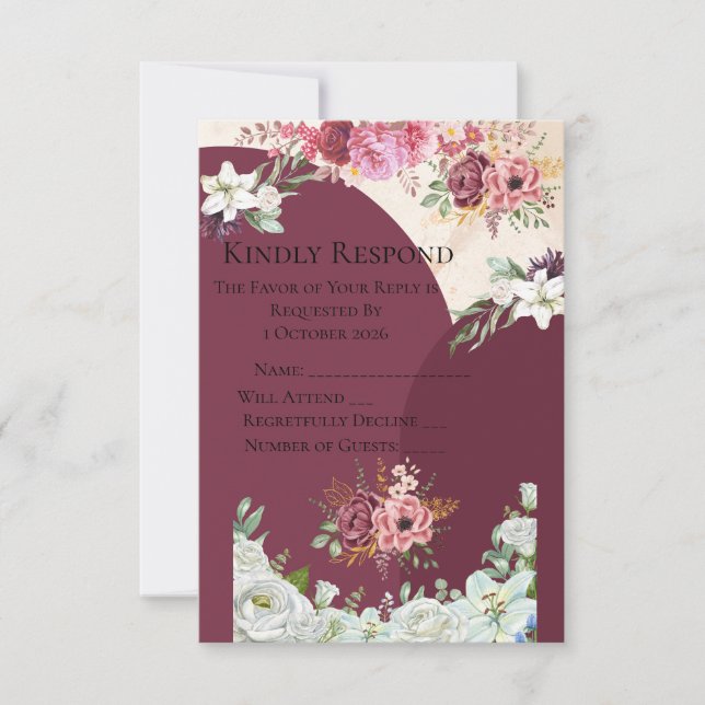 Burgundy Wedding Response Card (Front)