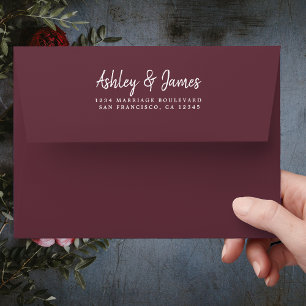 Burgundy Wedding Return Address Envelope