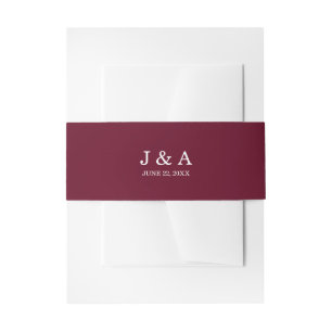 Burgundy Wedding Rustic Personalized Red Solid Invitation Belly Band