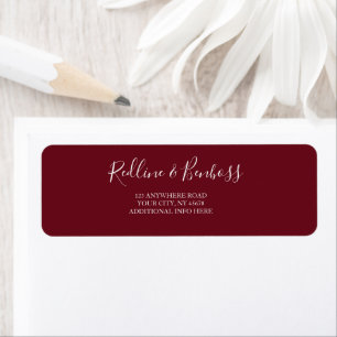 Burgundy Wedding Stylish Return Address Label