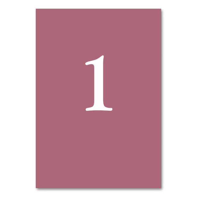 Burgundy Wedding Table Number Card (Front)