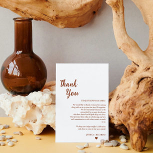 Burgundy Wedding table Thank You Card