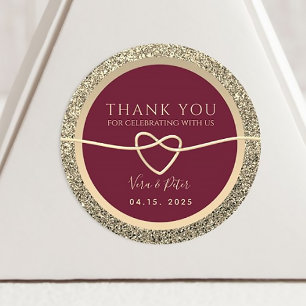 Burgundy Wedding Thank You Favour Classic Round Sticker