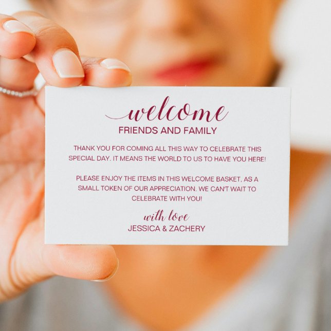 Burgundy Wedding Welcome Gift Bag Basket Place Card (Creator Uploaded)