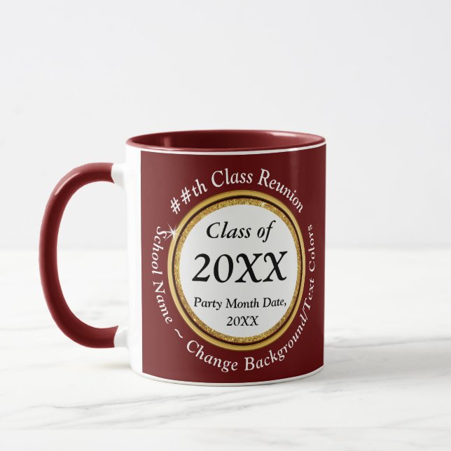 Burgundy, White and Black, Class Reunion Mugs (Left)