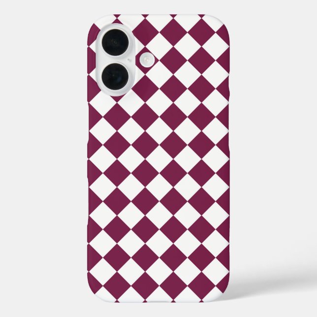 Burgundy White Checker Diamond Pattern Case-Mate iPhone Case (Back)