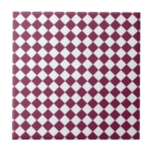 Burgundy White Checker Diamond Pattern Tile
