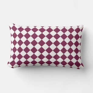 Burgundy White Chequered Diamond Pattern Lumbar Pillow