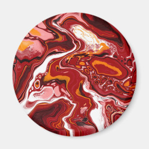 Burgundy White Digital Fluid Art Magnet